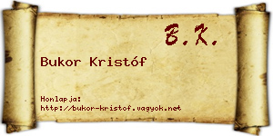 Bukor Kristóf névjegykártya